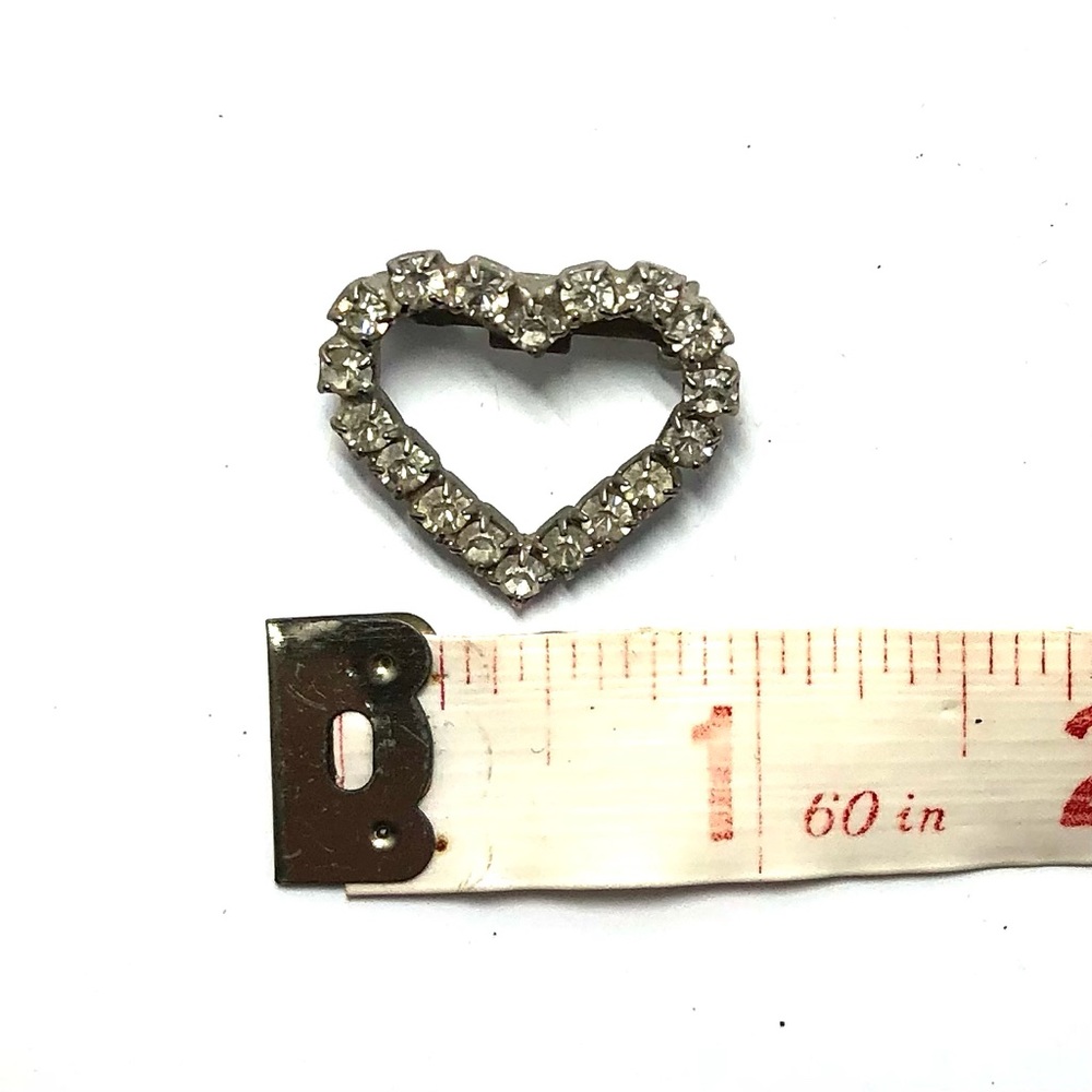 Silver Rhinestone Heart Pin Brooch, Accessory - Picture 3 of 3